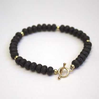 Geelgouden edelsteen lava armband met kapittelsluiting